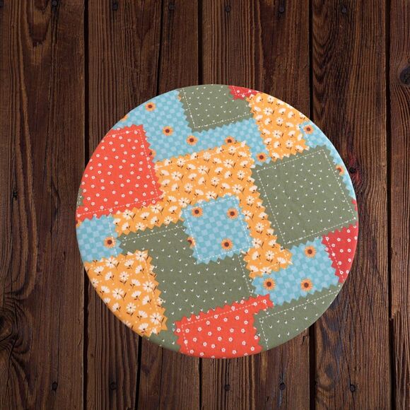 Kitchenaid Bowl Cover, Reversible Fall Patchwork and Floral Bowl Cover - Picture 5 of 6